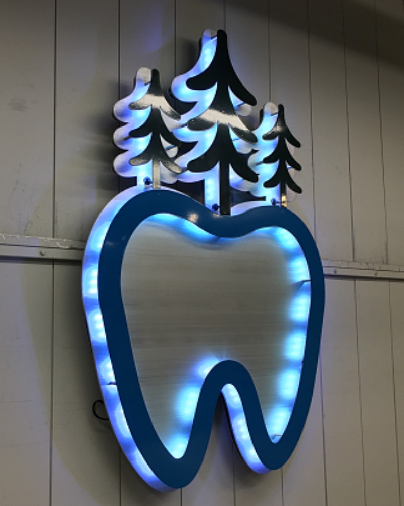 BH Dentures powder coating custom dental office sign