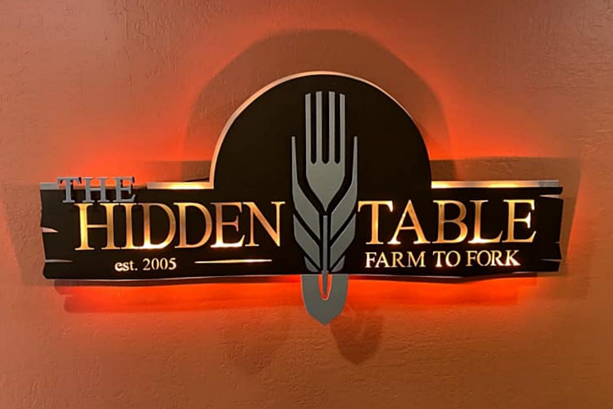 Hidden Table custom restaurant sign