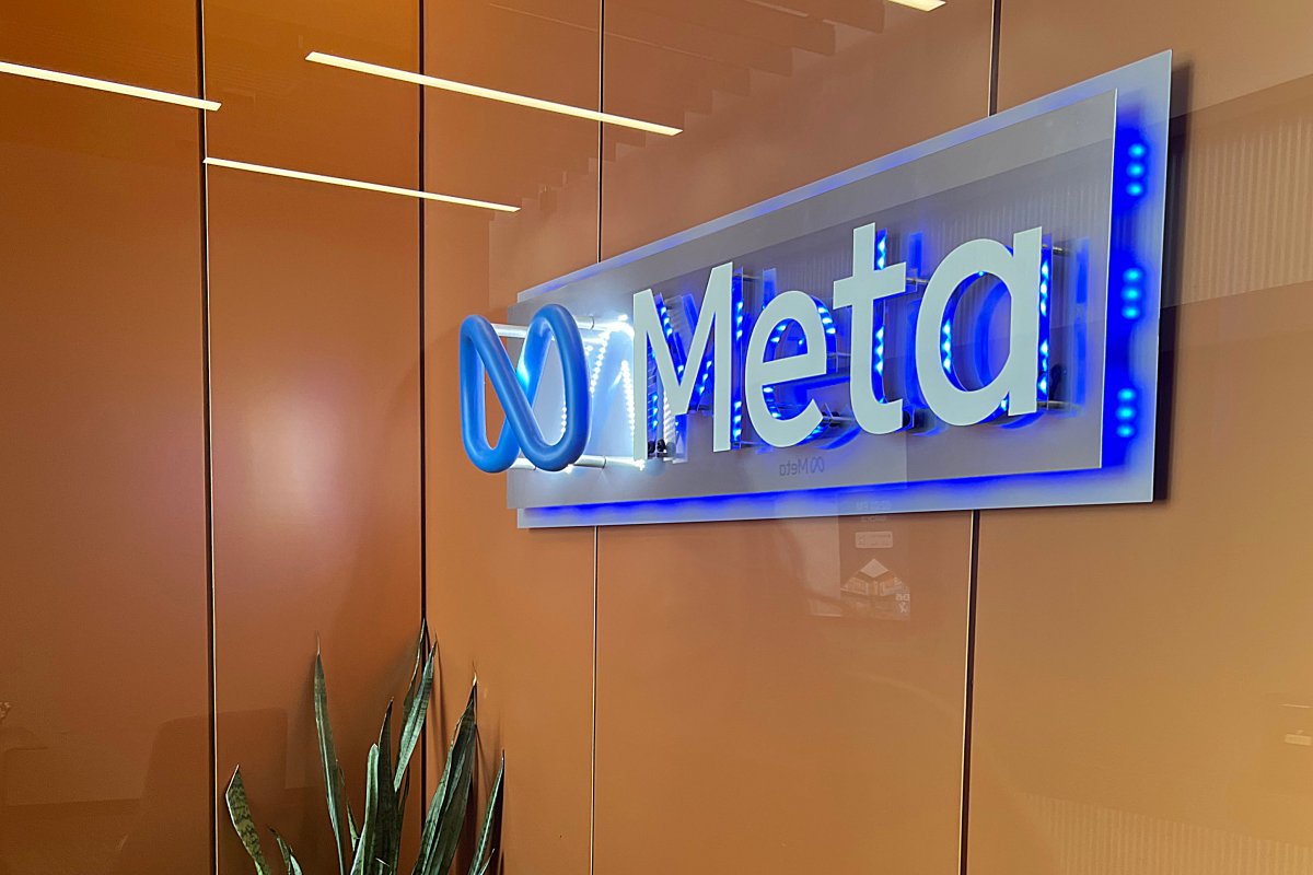 Meta Database Center custom backlit metal office lobby sign