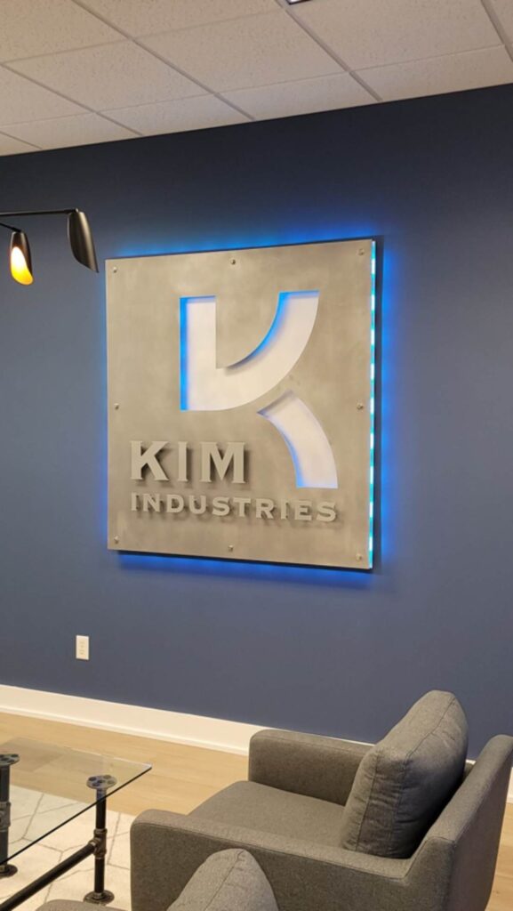 Kim Industries custom metal sign lobby