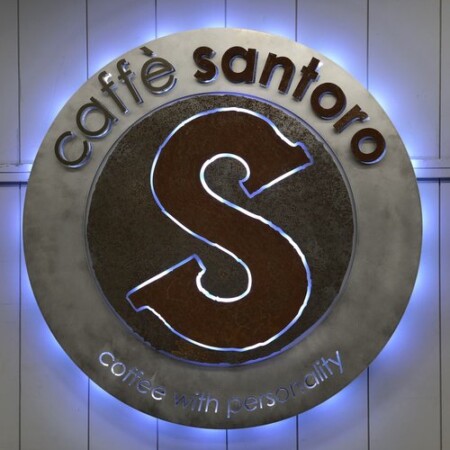 Caffe Santoro neon backlit sign