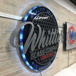 side profile of the illuminated whittier glass company