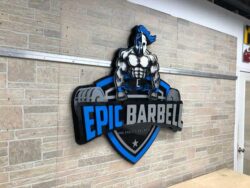 custom sign for the epic barbell company in oakland california