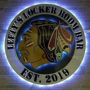 Chicago Blackhawks backlit sign created for a homeowner